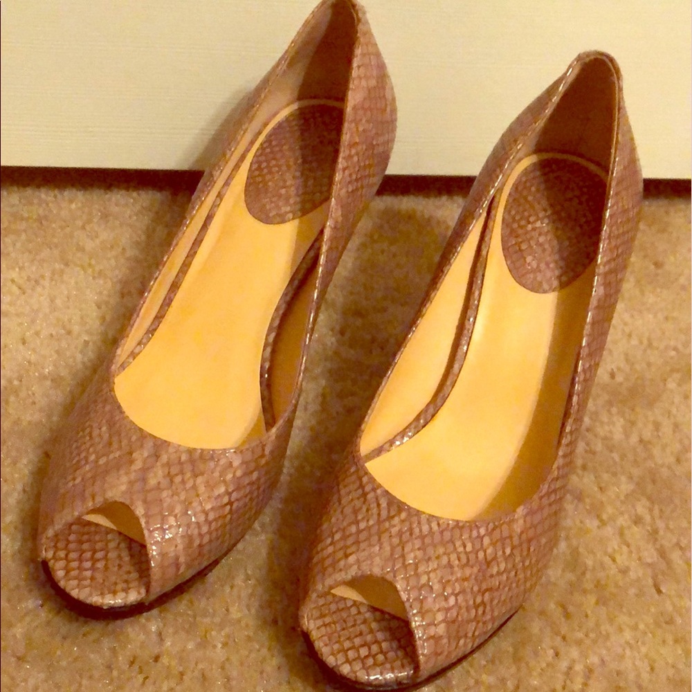 Cole Haan Nike Air Snakeskin Peep-Toe Pumps
